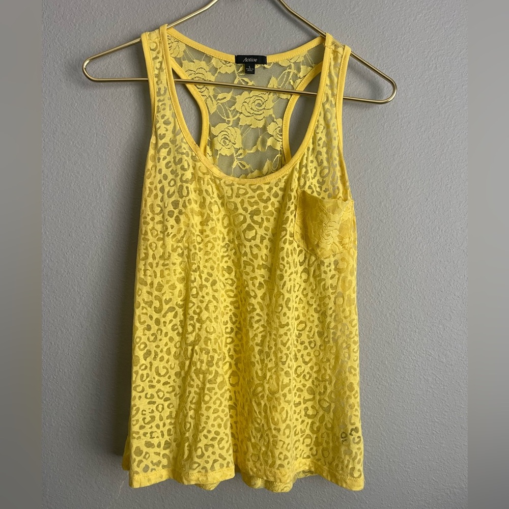 Yellow Lace Tank Top